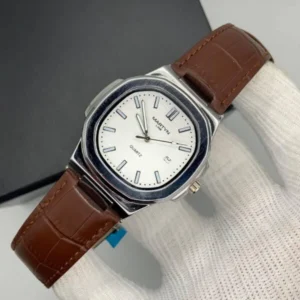 Luxurious Gold Watch with Brown Leather Strap ( White Dial 1)
